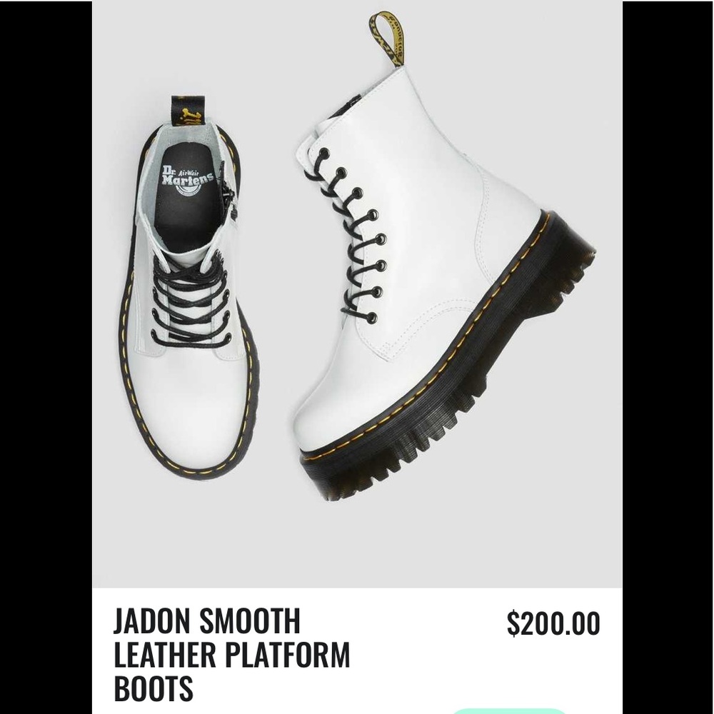 Dr Martens Jadon Smooth Leather Platform Side Zip Boots White Size 9 barely worn